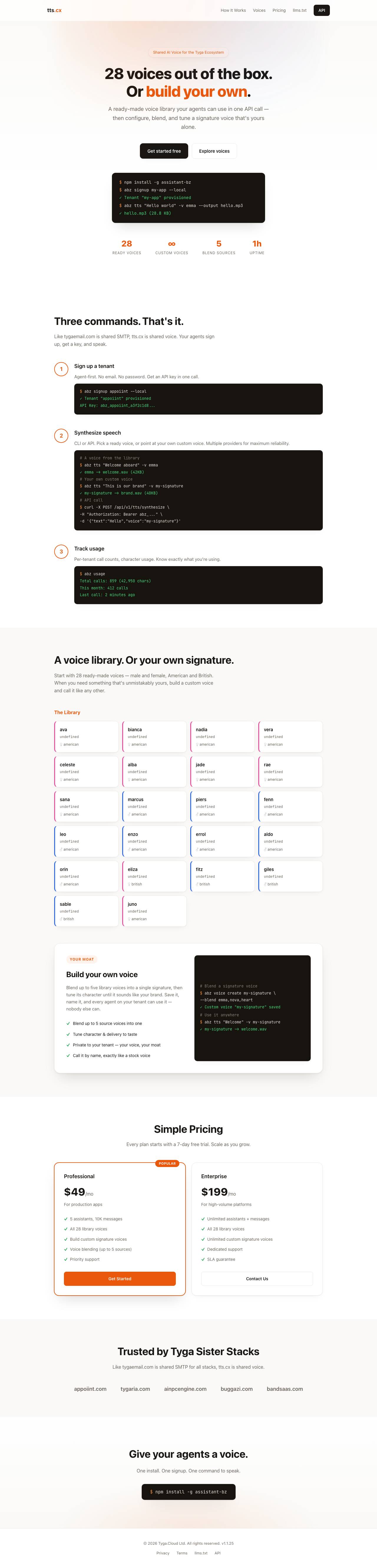 tts.cx landing page